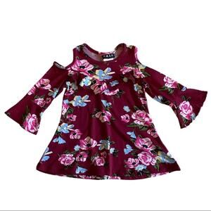 Floral Burgundy Off Shoulders Top Size 2T